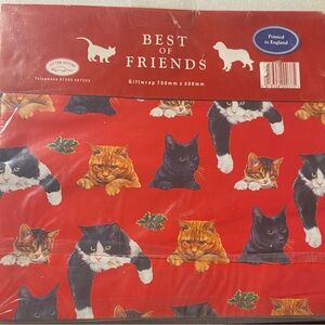 Best of Friends CAT Christmas Wrapping Paper 6 Sheets / Gift Tag made in England